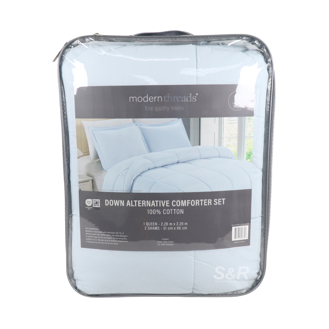Modern Threads 100% Cotton 3-piece Blue Comforter Set Queen Size